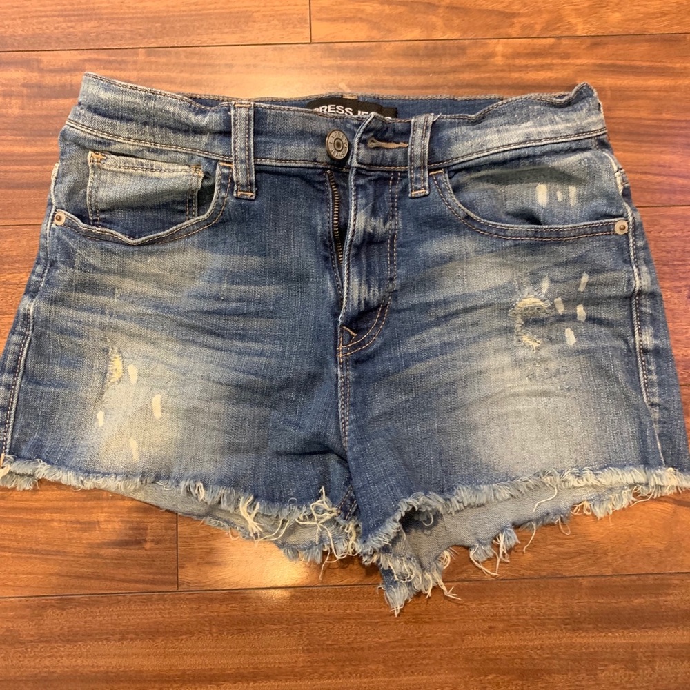 Denim distressed jean shorts